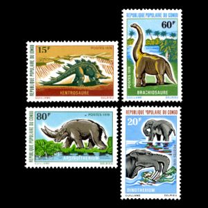 dinosaurs and prehistoric animals on stamps of Congo 1970