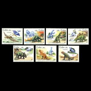 Dinosaurs and some sculpturs of Bacanao National Park on stamps of Cuba 1985