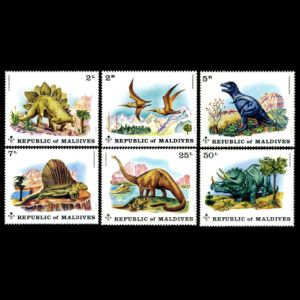 dinosaurs and other prehistoric animals on stamps of Maldives 1972
