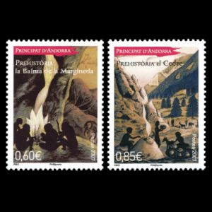 Settlements of prehistoric humans on stamps of Andorra 2007
