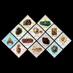 fossils and minerals on stamps of Angola 1970
