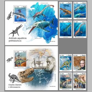 Dinosaurs and other prehistoric animals on stamps of Angola 2019