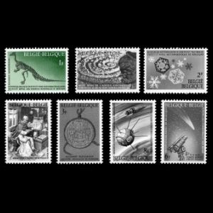 Iguanodon dinosaur on stamps of National Science Heritage of Belgium 1966