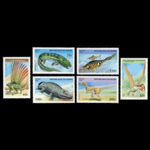 prehistoric animals on stamps of Benin 1986