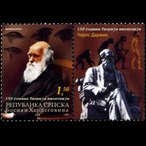 150 years of the Theory of Evolution on stamp of Bosnia and Herzogovina from 2008