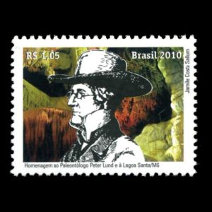paleontologist Peter Lund and Lagoa Santa on stamp of Brazil 2010