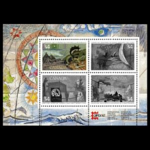 Fossils at stone age campsite on stamp of Canada 1986