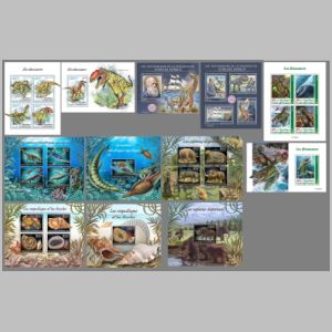 Dinosaurs, Prehistoric animals on stamps of Central African Republic 2019