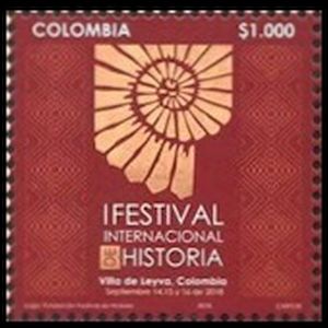 Ammonite on stamps of Colombia 2018