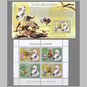 Charles Darwin and Dinosaurs on stamps of the Democratic Republic of the Congo 2006