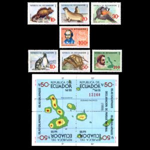 Charles Darwin on stamps of Ecuador 1986