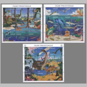Dinosaurs and other prehistoric animal on stamps of Gabon 1995