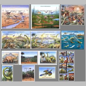 Dinosaurs and other prehistoric animal on stamps of Gabon 2000