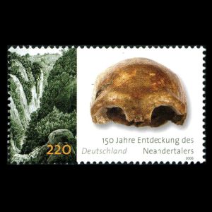 Fossil of Neandertal on stamp of Germany 2006