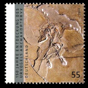 prehistoric bird, Archaeopteryx on stamp of Germany 2011