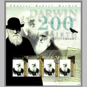 Charles Darwin on stamps of Grenada 2009