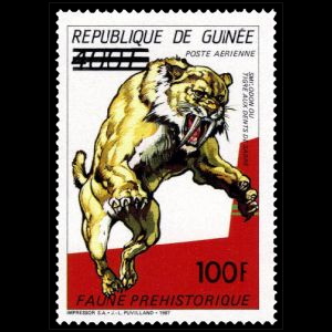 Smilodon on stamps of Guinea 1991