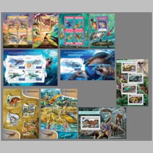 Dinosaurs and other prehistoric animals on stamps of Guinea 2015