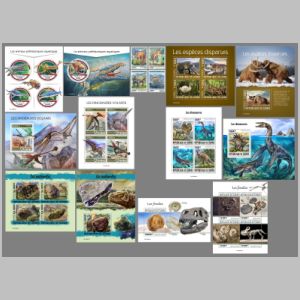 Dinosaurs and other prehistoric animals on stamps of Guinea 2019