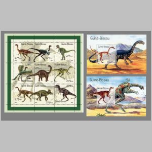 Dinosaurs and other prehistoric animals on stamps of Guinea Bissau 2001