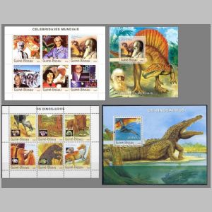 Charles Darwin, dinosaurs and other prehistoric animals on stamps of Guinea Bissau 2003