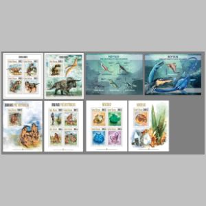prehistoric marine reptilies on stamps of Guinea Bissau 2013