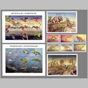 Prehistoric animals on stamps of Guyana 1998