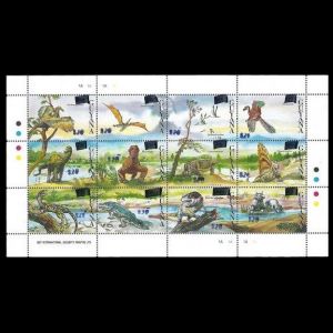Prehistoric animals on surcharged stamps of Guyana