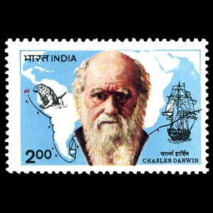 Charles Darwin on stamp of India 1983