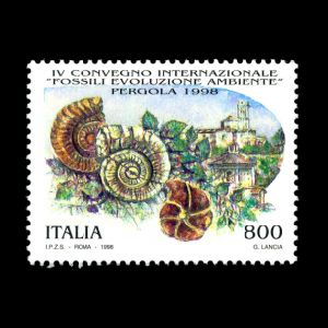4th Intl. Convention on Fossils, Evolution and Environment on stamp of Italy 1998