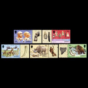Archaeology, La Cotte de St Brelade, prehistoric animals, Flint Tools, anthropology, Neanderthals on stamps of Jersey 2010
