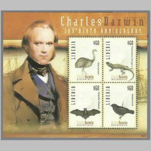 Charles Darwin on stamp of Liberia 2009