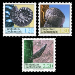 Fossils on stamp of Liechtenstein 2004