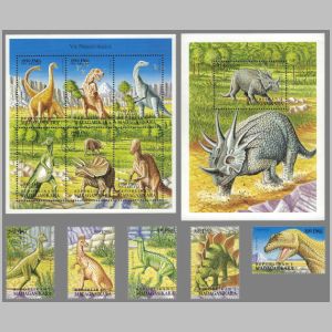 Dinosaurs on stamps of Madagaskar 1999