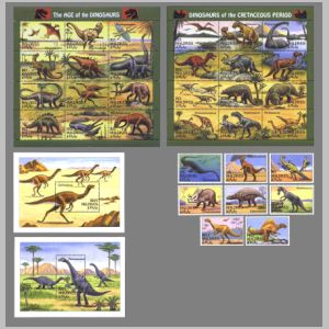 Dinosaurs on stamp of Maldives 1994