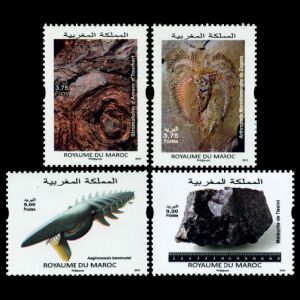 Fossil and Minerals on stamps of Morocco 2015