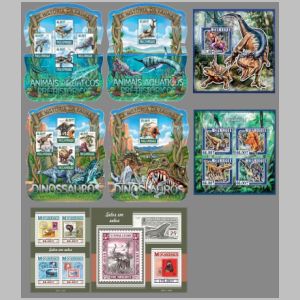 Dinosaurs and prehistoric animals on stamps of Mozambique 2015