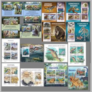 Dinosaurs and prehistoric animals on stamps of Mozambique 2019