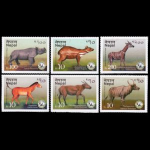 Prehistoric animals, elephants on stamps of Nepal 2015