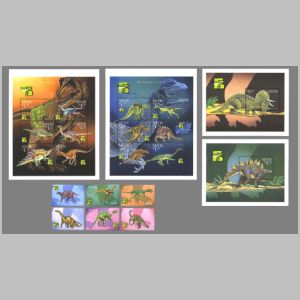 Dinosaurs and other prehistoric animals on stamps of Nevis 1999