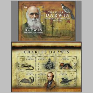 Charles Darwin on stamps of Nevis from 2009