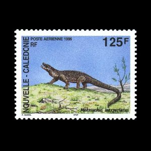 Prehistoric crocodile on stamp of New Caledonia 1996