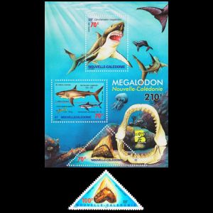 prehistoric animals on stamps of New Caledonia 1999