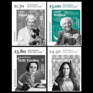 Paleontologist Joan Wiffen among other woman in science on stamp of New Zealand 2022