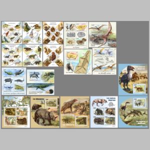 Prehistoric animals and their fossils on stamps of Niger 2022