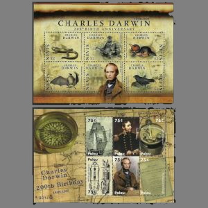 Charle Darwin on stamps of Paraguay from 2009