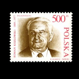 paleontologist Roman Kozlowski on stamps of Poland 1990
