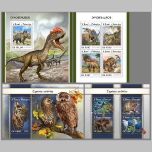 Dinosaurs and others prehistoric animals on stamps of Sao Tome and Principe 2018