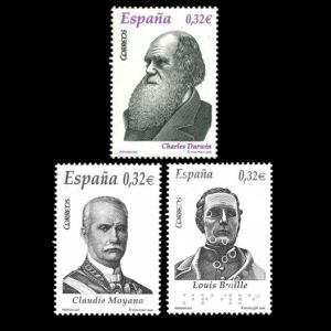 Charles Darwin among other popular characters on stamp of Spain 2009