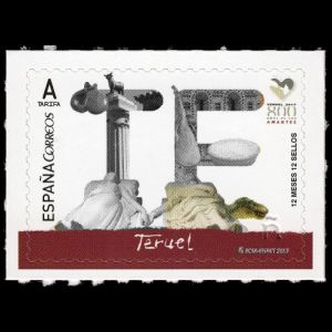 Aragosaurus dinosaur on stamp of Spain 2017